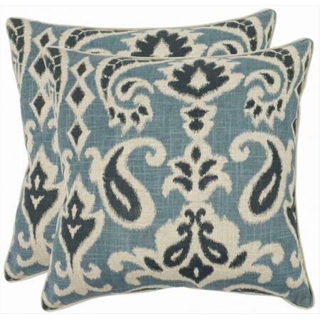 SAFAVIEH Brian 18-Inch Porch Blue Decorative Pillows- 2PK PIL834C-1818-SET2